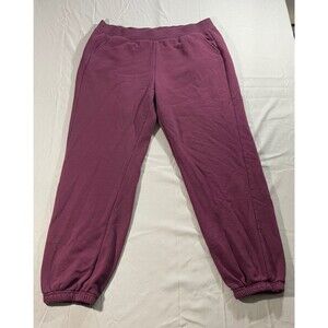 Athletic Works Womens Jogger Sweatpants Pockets Burgundy Size L 12-14